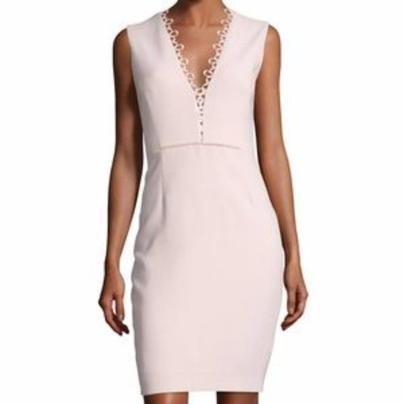 Elie Tahari Tan Saylah Sheath Lace Midi Dress 12 - Picture 1 of 7